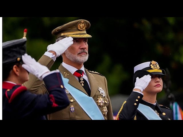 ⁣Despite stormy skies, Spain's National Day celebrations are still a spectacle