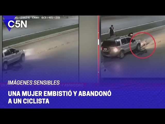 ⁣IMÁGENES SENSIBLES: UNA MUJER EMBISTIÓ Y ABANDONÓ A UN CICLISTA