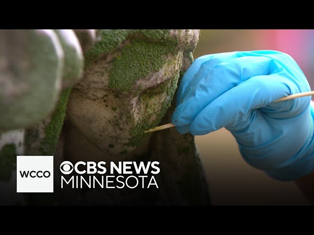 ⁣Veterans come together to help clean and restore headstones at Minneapolis' oldest cemetery