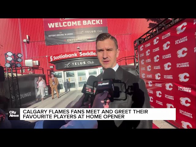 ⁣Calgary Flames fans meet and greet their favourite players at home opener