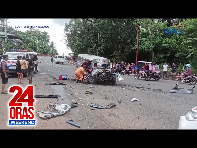 ⁣17 sugatan sa banggaan ng jeep at mixer truck | 24 Oras Weekend