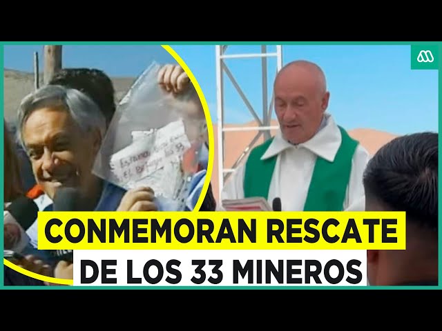 ⁣Instalan bandera en homenaje a Sebastián Piñera en conmemoración de rescate a los 33 mineros