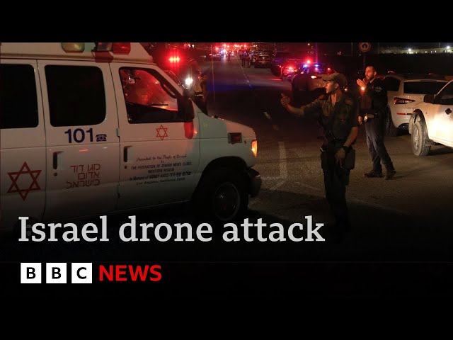 ⁣At least 65 injured in Hezbollah drone strike on Israeli military base | BBC News