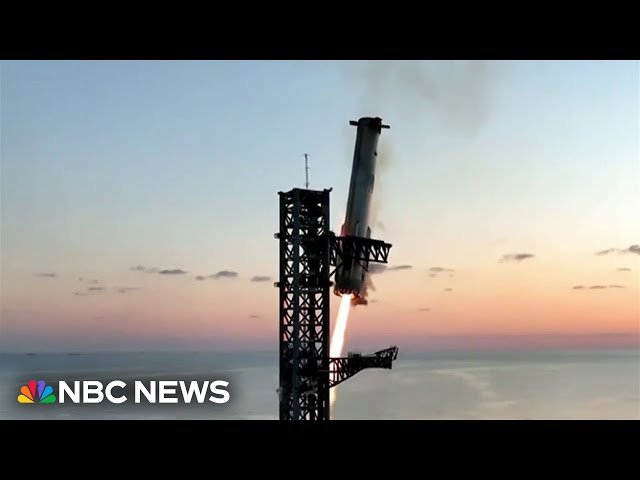 ⁣SpaceX catches Starship rocket booster in historic test launch