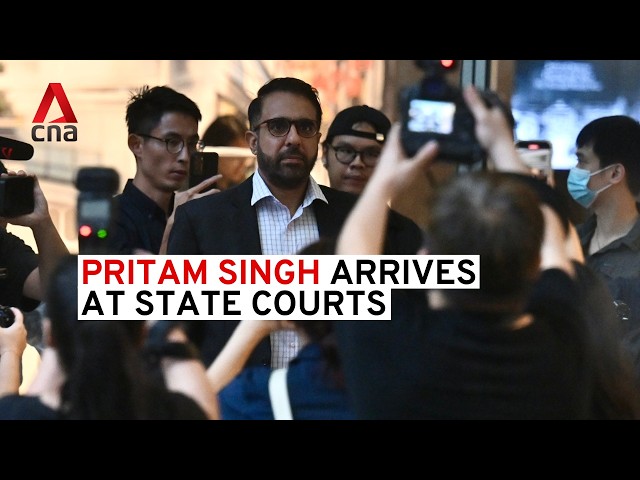 ⁣Workers' Party chief Pritam Singh arrives at State Courts for trial on allegedly lying to parli