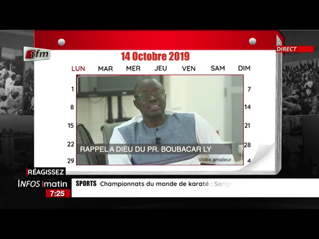 ⁣1 jour au senegal | 14 Octobre 2019 : Décès à Dakar à l'âge de 83 ans du professeur Boubacar Ly