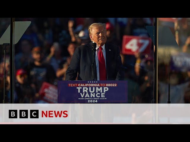 ⁣Man with guns arrested near Donald Trump rally in Coachella, California, then released | BBC News