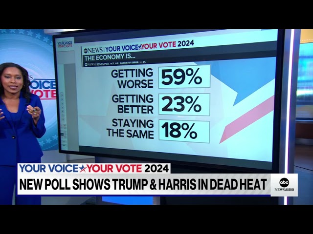 ⁣Harris and Trump in dead heat leading up to Election Day, new ABC News/Ipsos poll says