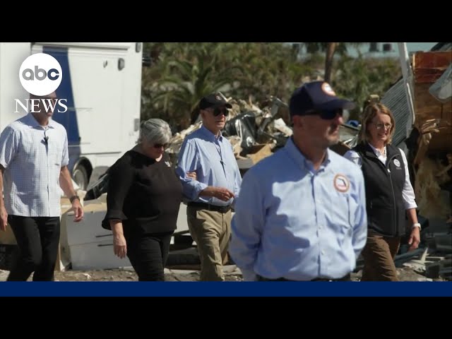 ⁣Biden tours Hurricane Milton devastation in Florida