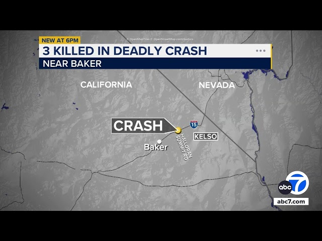 ⁣SUV crash on 15 Freeway near Baker leaves 3 dead, including 9-year-old girl