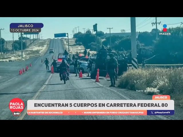 ⁣Encuentran cinco cuerpos en la carretera federal 80 de Jalisco