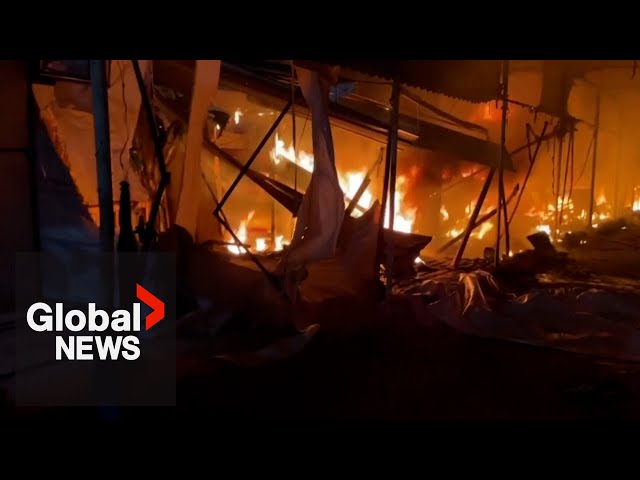 ⁣Israeli airstrike hits tents for displaced Gazans sheltering at Al-Aqsa Hospital