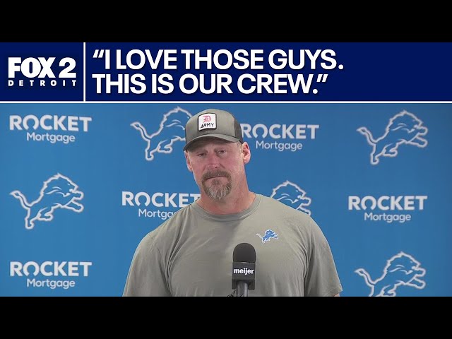 ⁣Detroit Lions coach Dan Campbell gets emotional after Jared Goff gives him the game ball