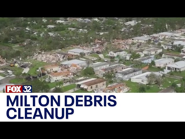 ⁣Recovering from Hurricane Milton, debris removal underway