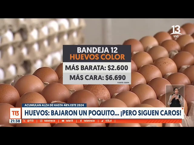 ⁣Huevos acumulan alza de hasta 48% este 2024