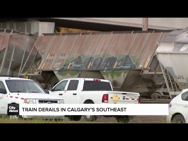 ⁣Train derails in southeast Calgary