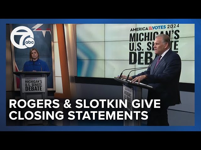 ⁣Slotkin & Rogers give closing statements in U.S. Senate debate