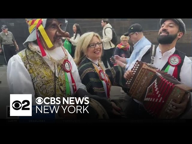 ⁣Contingent from Italy marches in NYC's Columbus Day Parade