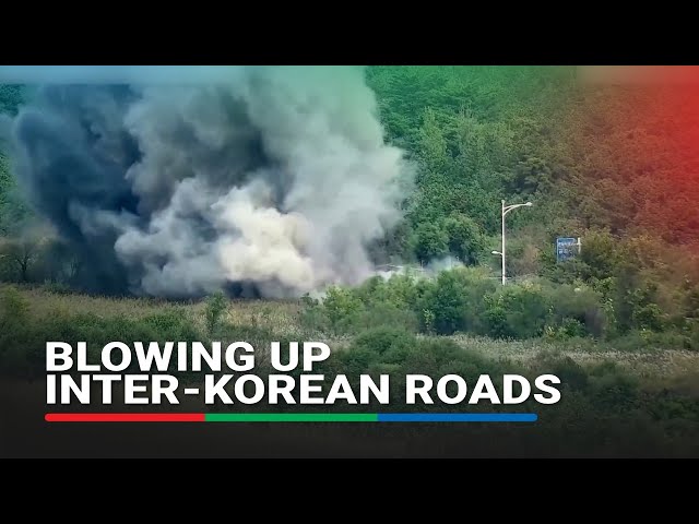 ⁣WATCH: Surveillance footage shows North Korea blowing up parts of inter-Korean roads on its side