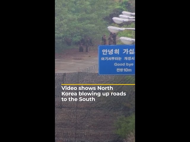 ⁣Video shows North Korea blowing up roads to the South | AJ #shorts