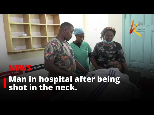 ⁣Man in hospital after being shot in the neck by police officer.