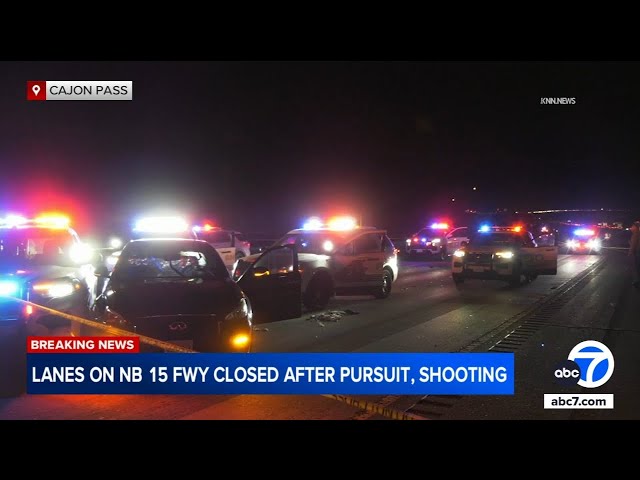 ⁣NB 15 Fwy lanes shut down after chase, shooting in Cajon Pass