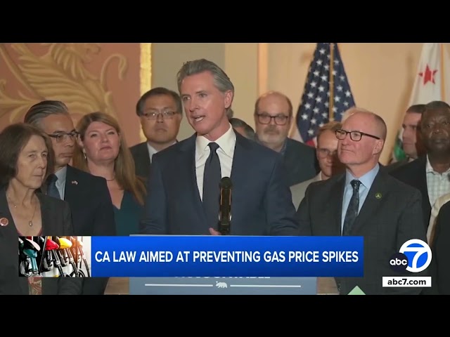 ⁣Newsom signs law aimed at preventing gas prices from spiking in CA