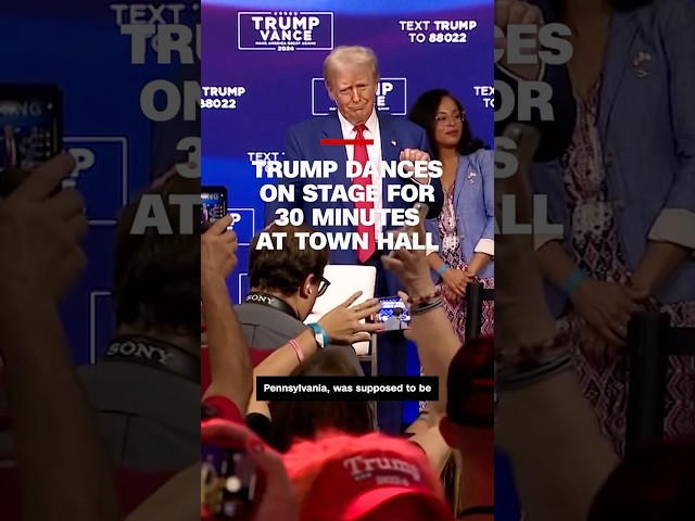 ⁣Trump dances on stage for 30 minutes at town hall