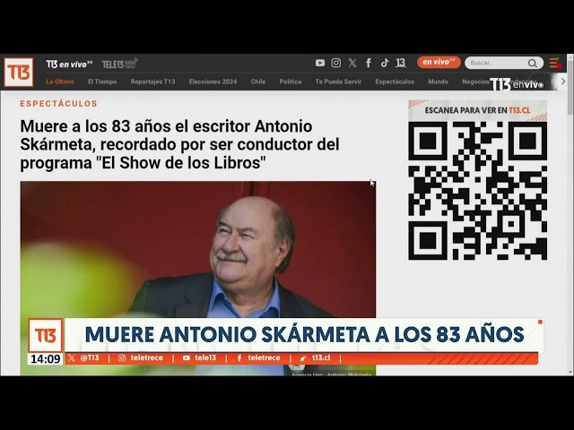 ⁣Muere a los 83 años el escritor Antonio Skármeta