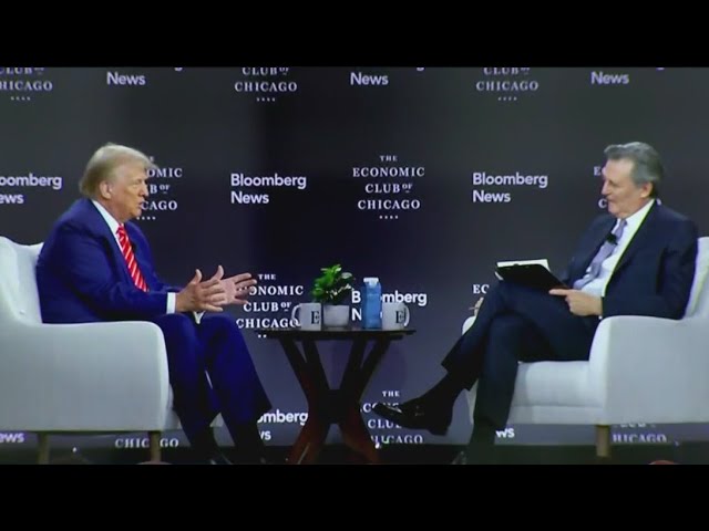 ⁣Trump talks tariffs in Chicago during sit-down with Bloomberg News