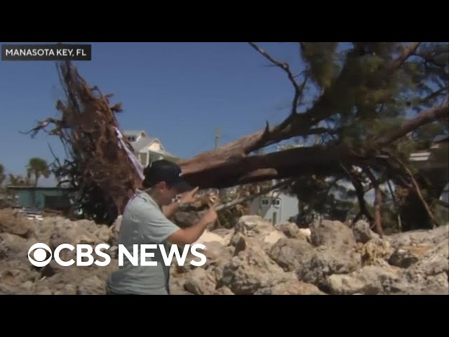 ⁣Hurricane Milton pushed giant debris into homes, roads