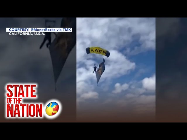 ⁣Naka-parachute na U.S. Navy, aksidenteng nag-landing sa mga nanonood ng air show | SONA