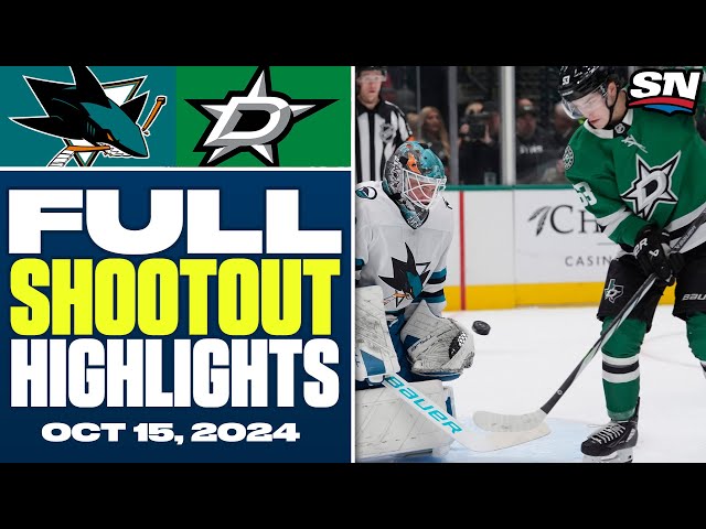 ⁣San Jose Sharks at Dallas Stars | FULL Shootout Highlights - October 15, 2024