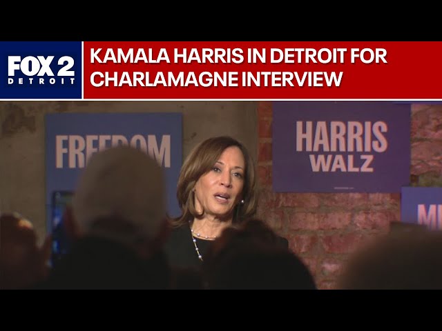 ⁣Kamala Harris does Charlamagne tha God interview in Detroit, visits voters