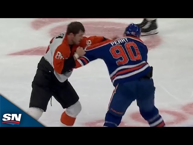 ⁣Sean Couturier-Stuart Skinner Collision Sparks Pair Of Oilers-Flyers Fights