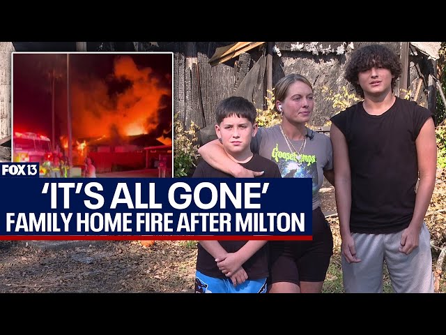 ⁣Hurricane Milton: Family home destroyed after power restored