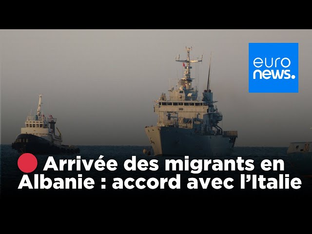 ⁣ REPLAY | Arrivée des premiers migrants en Albanie suite à l'accord migratoire avec l'Ital