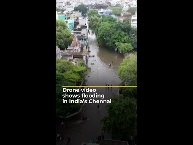 ⁣Drone video shows flooding in India’s Chennai | AJ #shorts