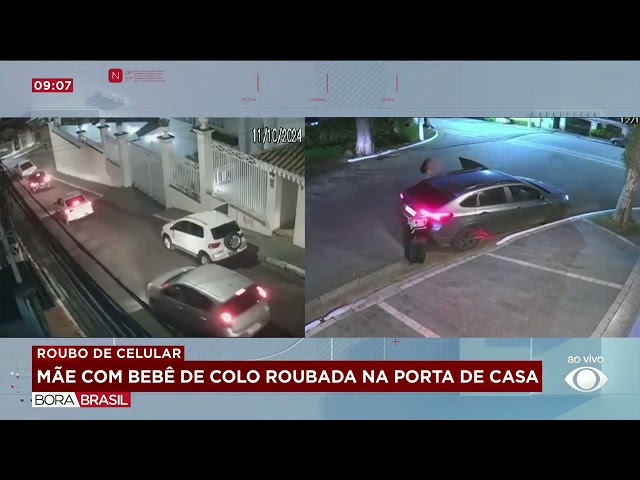 ⁣Mãe com bebê de colo é assaltada na porta de casa em SP