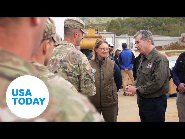 ⁣Gov. Roy Cooper visits a disaster recovery center in Asheville, NC | USA TODAY