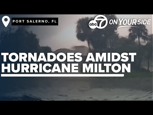 ⁣Watch the tornado that hit Florida just before Hurricane Milton