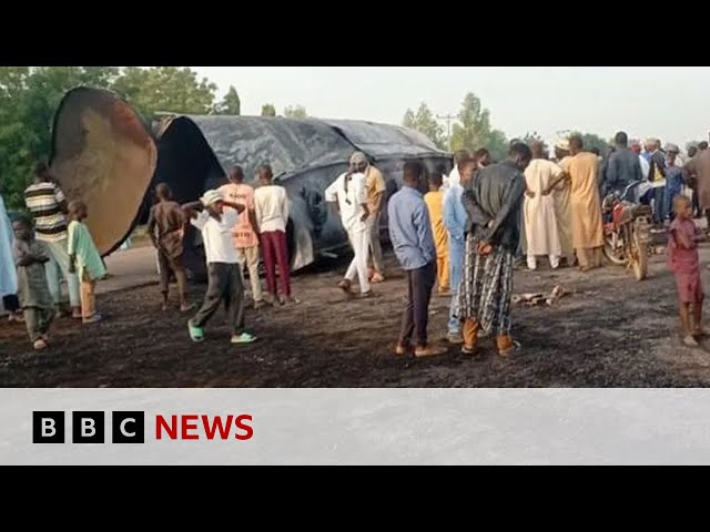 ⁣Fire after Nigeria tanker crash kills more than 100 people | BBC News