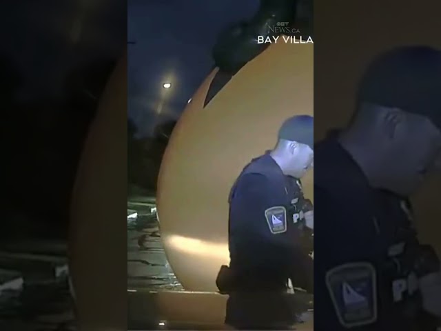 ⁣Officer 'attacked' by giant inflatable pumpkin