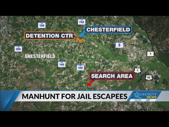 ⁣Chesterfield County authorities suspend search for escaped inmates following tip