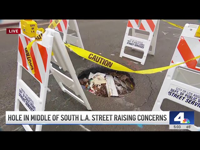 ⁣Hole in middle of South Los Angeles street raising concerns