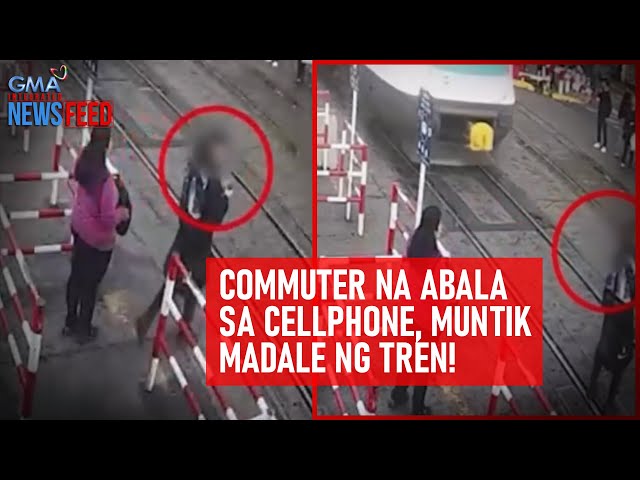 ⁣Commuter na abala sa cellphone, muntik madale ng tren! | GMA Integrated Newsfeed