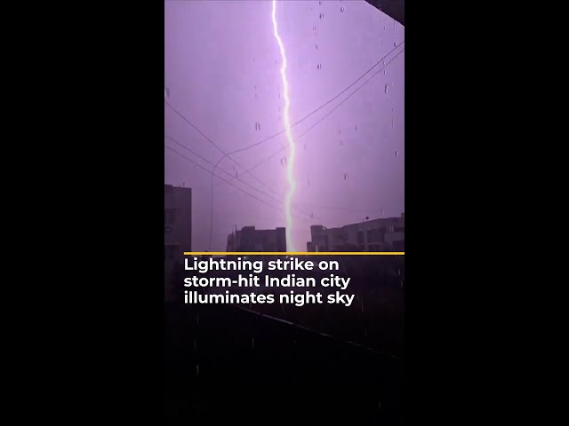 ⁣Lightning strike on storm-hit Indian city illuminates night sky | AJ #shorts