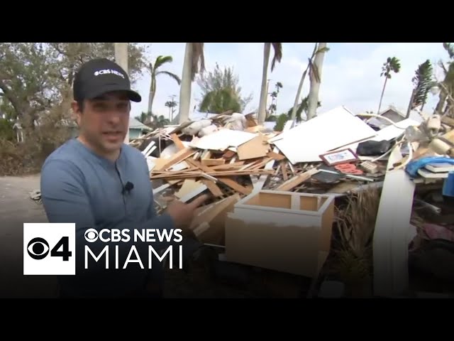 ⁣Debris piles up in Florida neighborhood recovering from Hurricane Milton