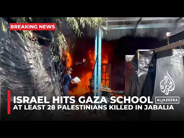 ⁣Israel bombs UNRWA school in Jabalia, kills at least 28 and injures dozens