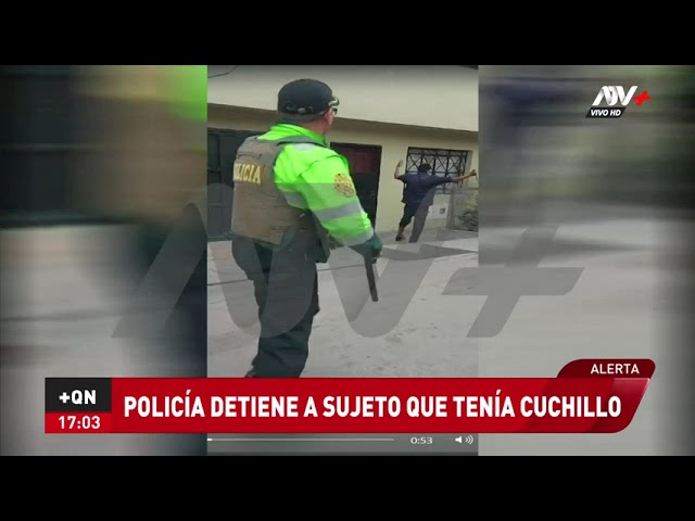 Descontrolado sujeto es reducido de un balazo tras amenazar con un cuchillo a policía